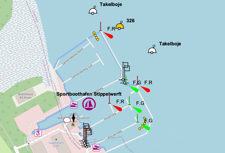 Molenfeuer am Sportboothafen Stippelwerft; Bild: OpenSeaMap Molenfeuer am Sportboothafen Stippelwerft