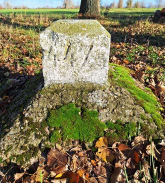 Rheinkilometerstein 447,5 auf der rechten Rheinseite Rheinkilometerstein 447,5