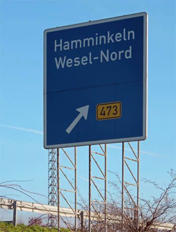 Autobahnabfahrt Hamminkeln / Wesel-Nord